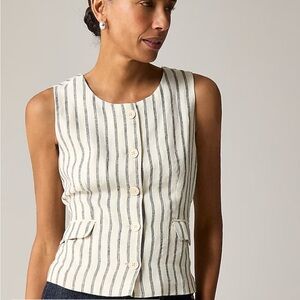 J.Crew Women’s Crewneck Vest in Striped Linen size 14